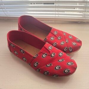 Red Slip-On Shoes with Logo Pattern